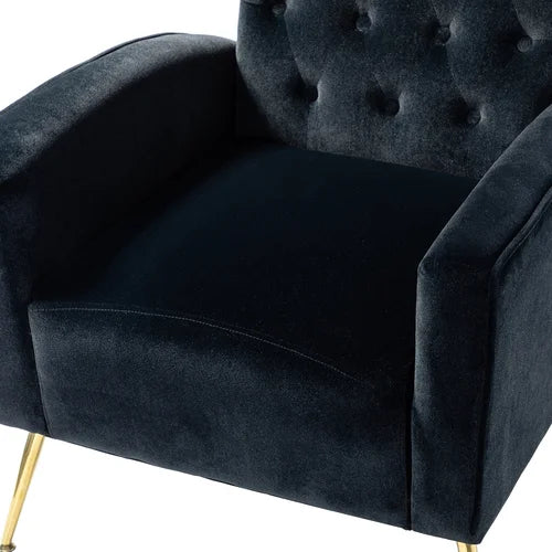 Black Velvet Groombridge 28'' Wide Tufted Wingback Chair Design