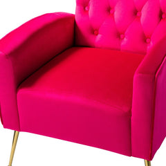 1 - Fushia Velvet Tufted Wingback Chair This Living Room Accent Chair with Plush Upholstery, Offering Outstanding Comfort and is Suitable