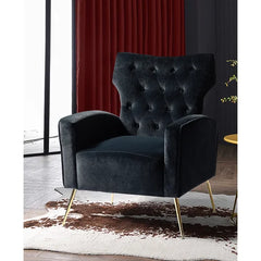Black Velvet Groombridge 28'' Wide Tufted Wingback Chair Design