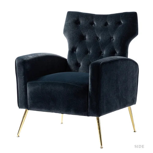 Black Velvet Groombridge 28'' Wide Tufted Wingback Chair Design