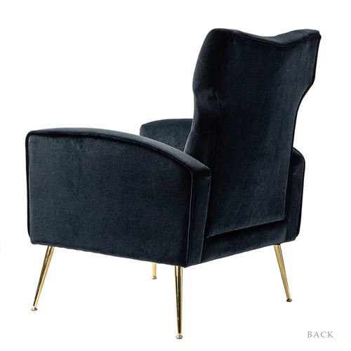 Black Velvet Groombridge 28'' Wide Tufted Wingback Chair Design