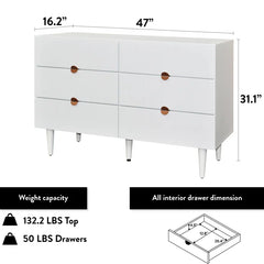 Grovelle 6 Drawer 47'' W Double Dresser Modern Style for your Bedroom Perfect for Bedside