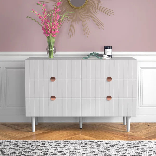 Grovelle 6 Drawer 47'' W Solid Wood Double Dresser Modern Style