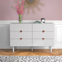 Grovelle 6 Drawer 47'' W Solid Wood Double Dresser Modern Style