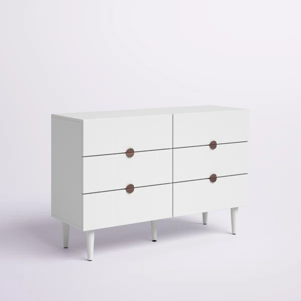 Grovelle 6 Drawer 47'' W Solid Wood Double Dresser Modern Style