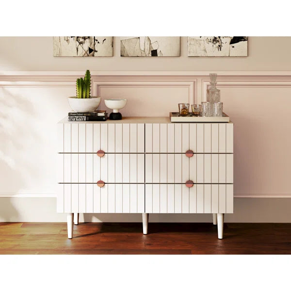 Grovelle 6 Drawer 47'' W Solid Wood Double Dresser Modern Style
