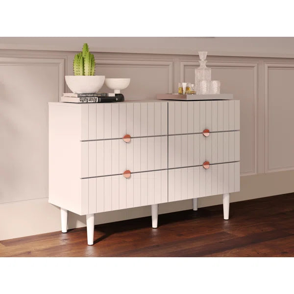Grovelle 6 Drawer 47'' W Solid Wood Double Dresser Modern Style