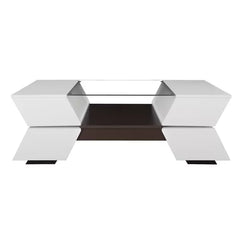 Abstract Coffee Table with Storage Geometric Pattern Flip-Open Compartment