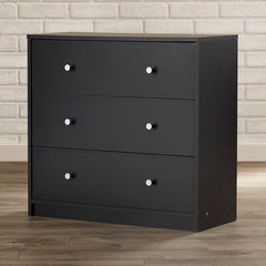 Black Guilford 3 Drawer 28.5'' W Dresser Clean Lned and Rectangular Silhouette