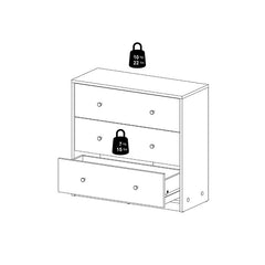 Black Guilford 3 Drawer 28.5'' W Dresser Clean Lned and Rectangular Silhouette