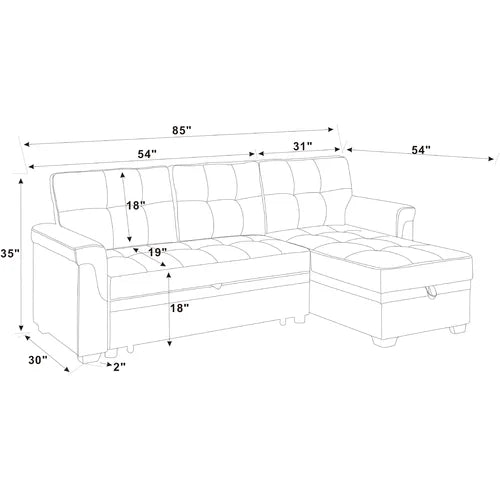 Black Gunnar 85" Wide Reversible Sleeper Sofa & Chaise Design