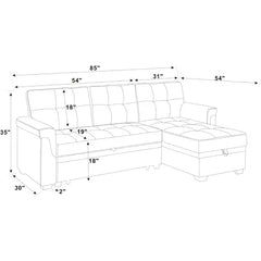 Black Gunnar 85" Wide Reversible Sleeper Sofa & Chaise Design