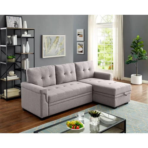 Light Gray Gunnar 85" Wide Reversible Sleeper Sofa & Chaise Design