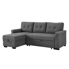 Steel Gray Gunnar 85" Wide Reversible Sleeper Sofa & Chaise