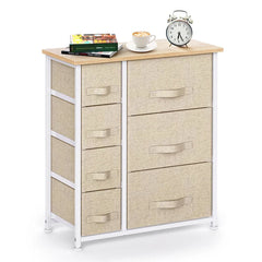 Cream Gurjot 7 Drawer 25'' W Solid Wood Dresser Chest Perefct for Organize