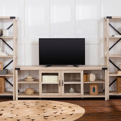 White Oak Gwen Entertainment Center for TVs up to 78" with Cable Management