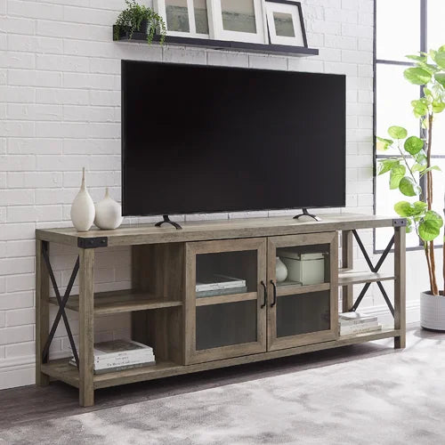 Gray Wash Gwen TV Stand for TVs up to 75" Style and Functionality Design