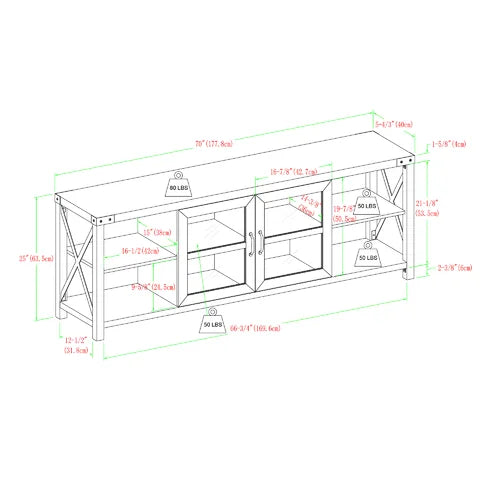 Gray Wash Gwen TV Stand for TVs up to 75" Style and Functionality Design