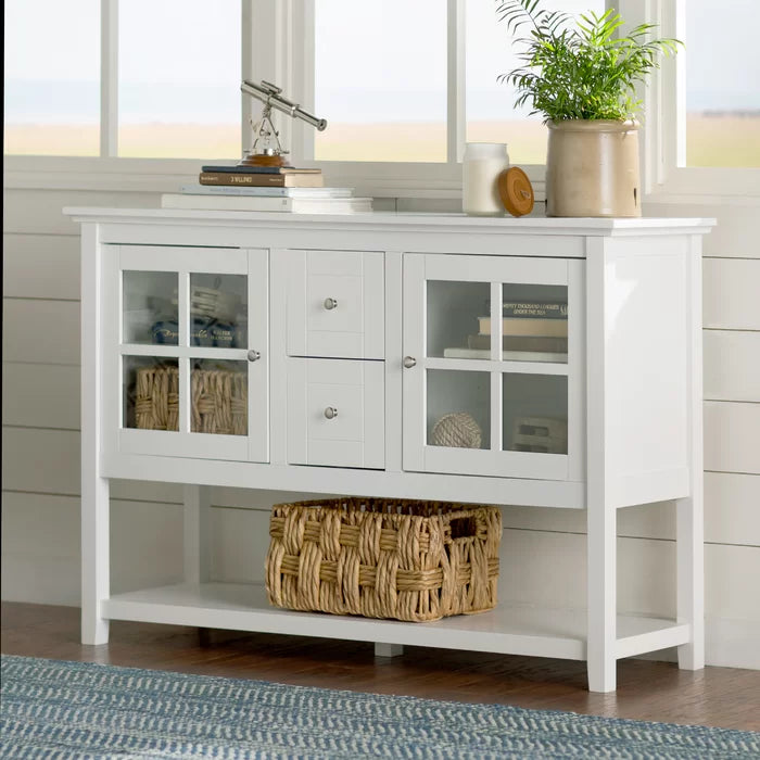 Bright White Gylla TV Stand for TVs up to 58" Shaker Style Details Square Legs