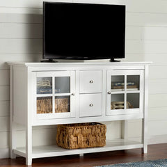 Gylla TV Stand for TVs up to 58" Bright White Four Straight Square Legs with Tapered Feet