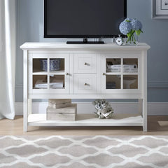 Gylla TV Stand for TVs up to 58" Bright White Four Straight Square Legs with Tapered Feet