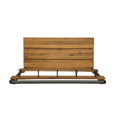 Outdoor Industrial Acacia Wood Bench with Shelf and Coat Hooks - Teak