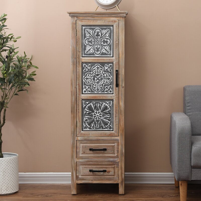 Habib 48 1 Tall Door Accent Cabinet Body Has Rustic Natural Wood F Div Class Aod Now Inhomelivings