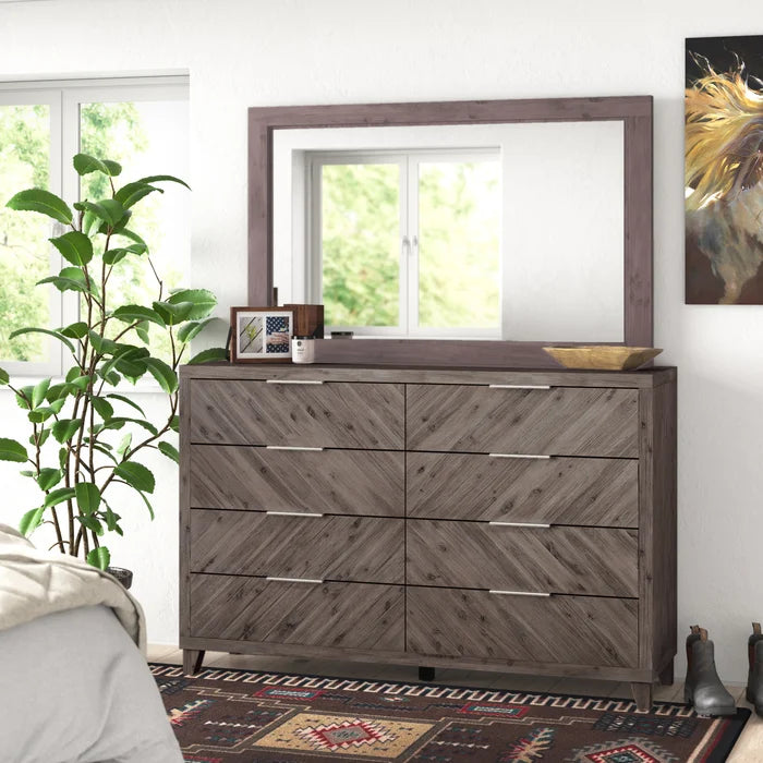 Haddix 6 Drawer 64'' W Solid Wood Double Dresser with Mirror Indoor Design