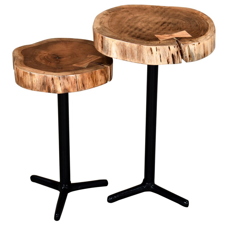 22'' Tall Solid Wood Pedestal Nesting Tables