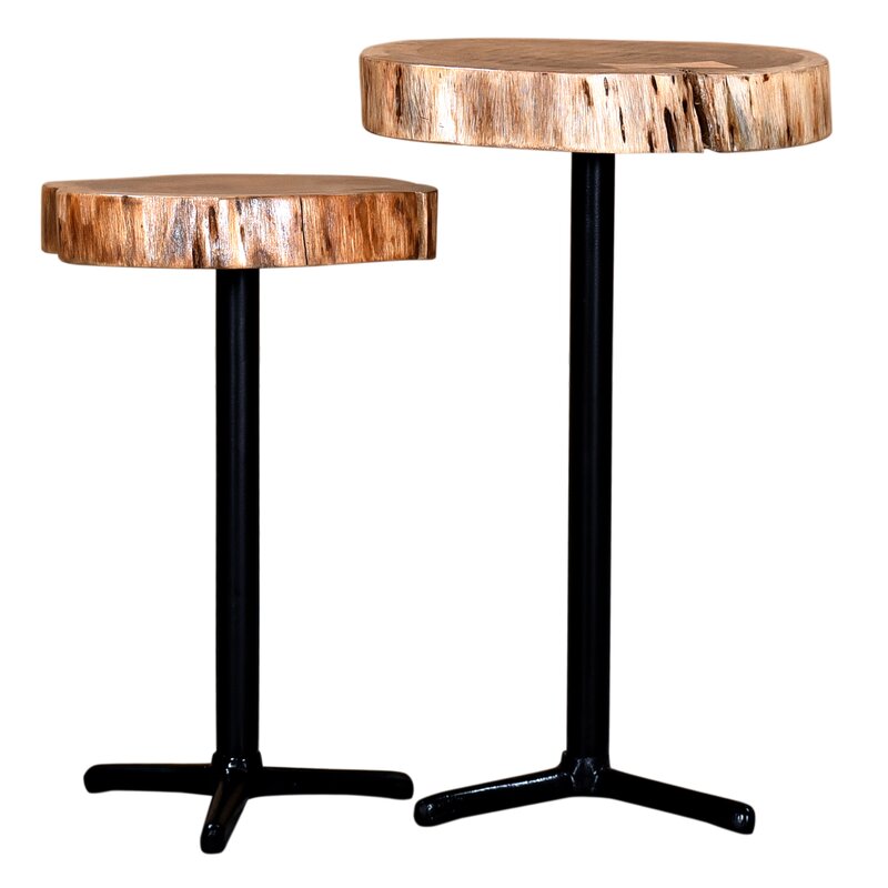 22'' Tall Solid Wood Pedestal Nesting Tables