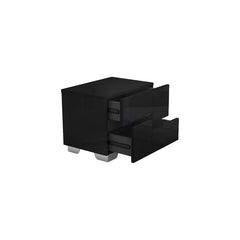 Black Hailee 2 - Drawer Solid Wood Nightstand