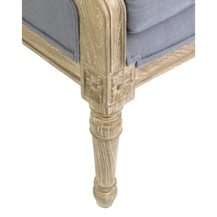 27.1'' Wide Wingback Chair Antique Style with Farmhouse Flair Solid Mahogany Wood Frame