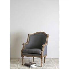27.1'' Wide Wingback Chair Antique Style with Farmhouse Flair Solid Mahogany Wood Frame