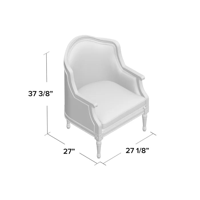 27.1'' Wide Wingback Chair Antique Style with Farmhouse Flair Solid Mahogany Wood Frame
