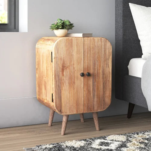 28'' Tall Solid Wood 2 - Door Accent Cabinet Rustic Finish