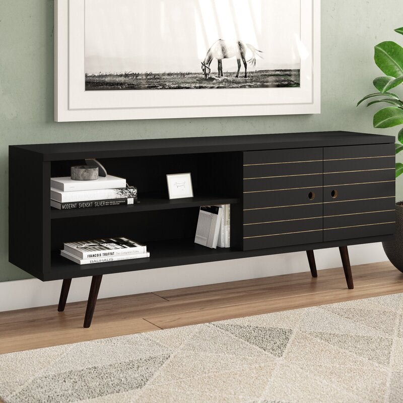 Black Hal TV Stand for TVs up to 60" Mid Century Modern Flair