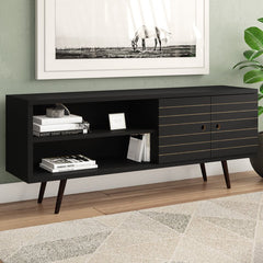 Black Hal TV Stand for TVs up to 60" Mid Century Modern Flair