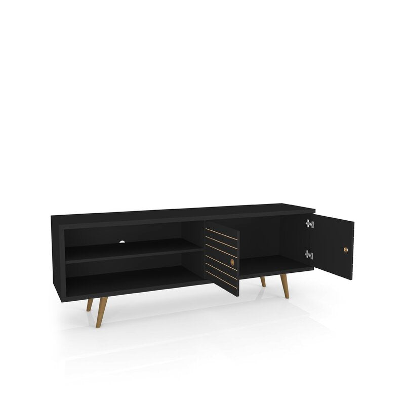 Black Hal TV Stand for TVs up to 60" Mid Century Modern Flair