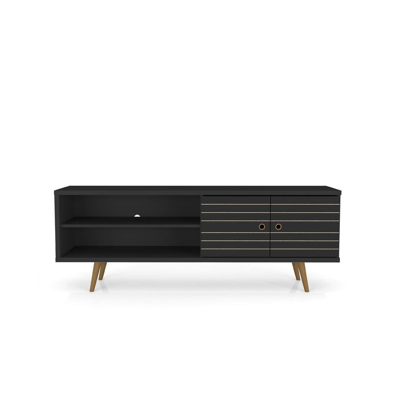 Black Hal TV Stand for TVs up to 60" Mid Century Modern Flair