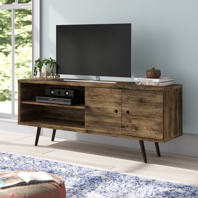 Rustic Brown Hal TV Stand for TVs up to 60" Two Door Cabinet