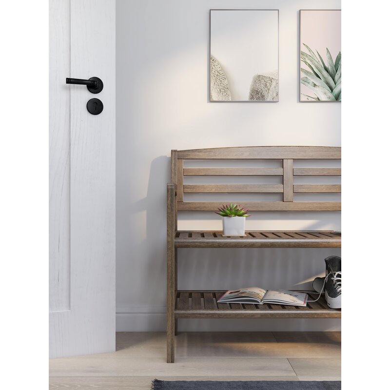 Antique Chestnut Solid Wood Shelves Storage Bench Provide Added Support and the Open-Access Storage Shelf Below is Perfect for Shoes, Boots, and Bags