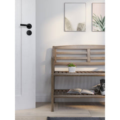 Antique Chestnut Solid Wood Shelves Storage Bench Provide Added Support and the Open-Access Storage Shelf Below is Perfect for Shoes, Boots, and Bags