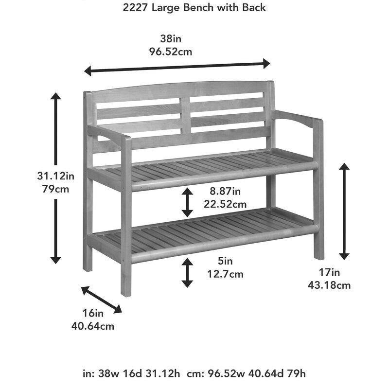 Antique Chestnut Solid Wood Shelves Storage Bench Provide Added Support and the Open-Access Storage Shelf Below is Perfect for Shoes, Boots, and Bags