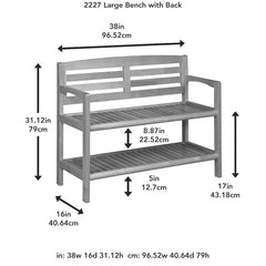 Antique Chestnut Solid Wood Shelves Storage Bench Provide Added Support and the Open-Access Storage Shelf Below is Perfect for Shoes, Boots, and Bags