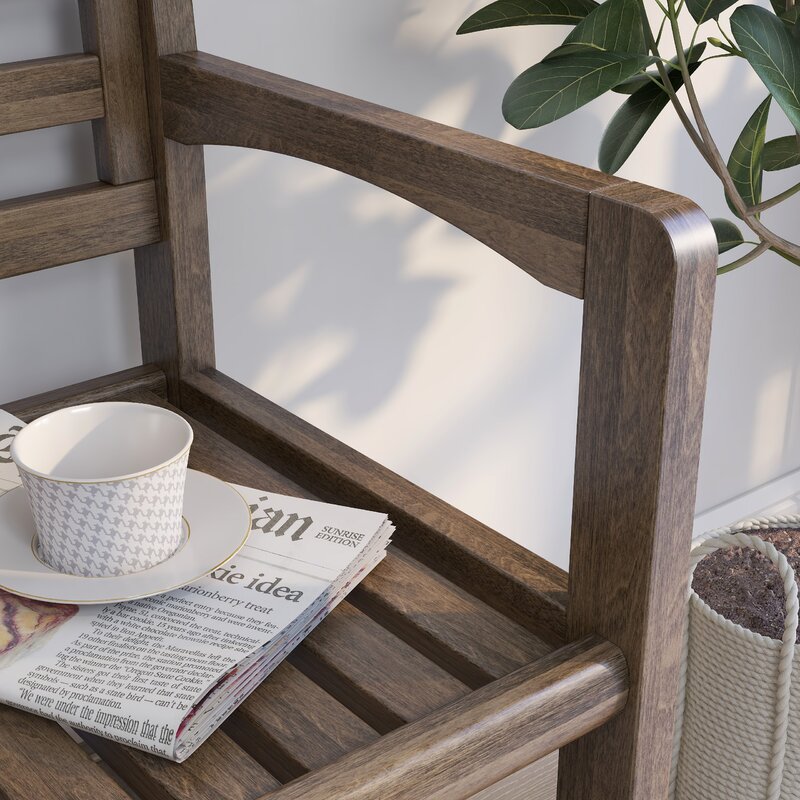 Antique Chestnut Solid Wood Shelves Storage Bench Provide Added Support and the Open-Access Storage Shelf Below is Perfect for Shoes, Boots, and Bags