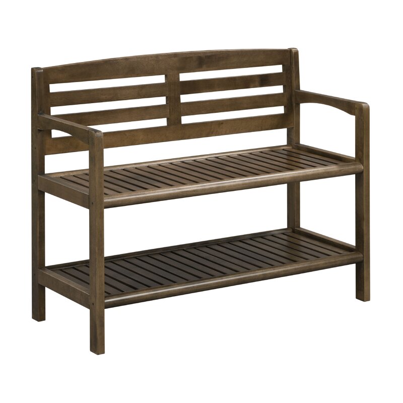 Antique Chestnut Solid Wood Shelves Storage Bench Provide Added Support and the Open-Access Storage Shelf Below is Perfect for Shoes, Boots, and Bags