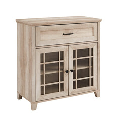 White Oak Halethorpe 33'' Tall Glass 2 Door Accent Cabinet