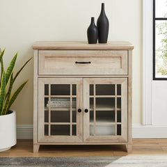 White Oak Halethorpe 33'' Tall Glass 2 Door Accent Cabinet