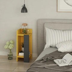 Anthracite/Mustard Halie 23.62'' Tall Nightstand Perfect for Organize