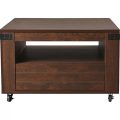 Vintage Walnut Halliburton Wheel Coffee Table with Storage